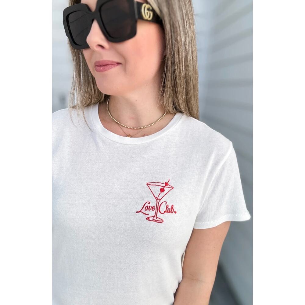 Z Supply Love Club Martini Graphic Tee White Cotton XS NWT